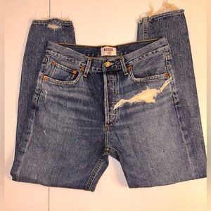 AGOLDE Jeans Women's Blue Thrashed Distressed high waisted skinny tapered leg